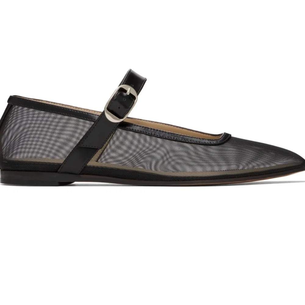 Black Mesh Mary Jane ballerina flat - Picture 4 of 6